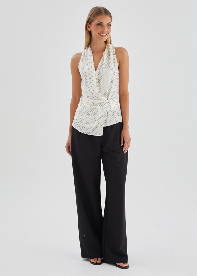 Angela Top - White Polka Dot