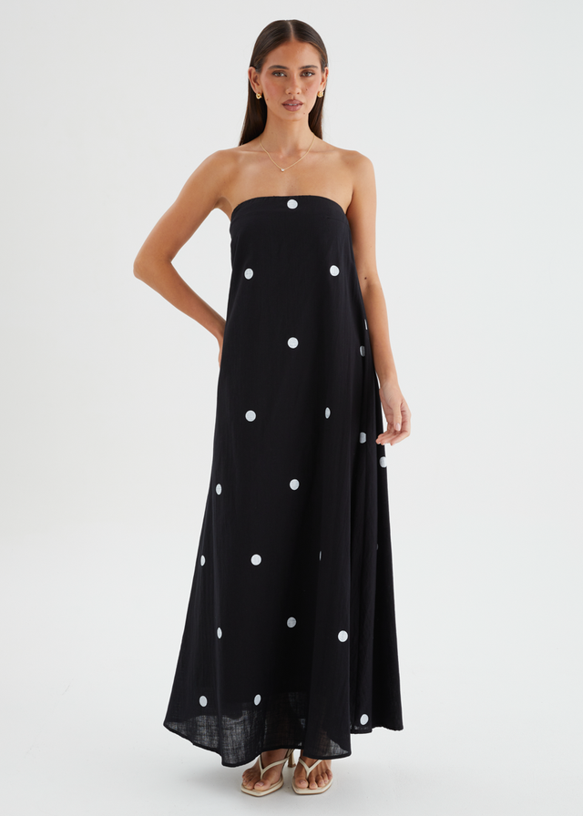 Remora Strapless Maxi Dress - Black Polka