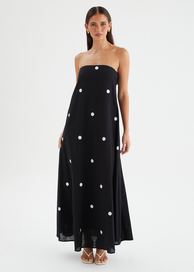 Remora Strapless Maxi Dress - Black Polka