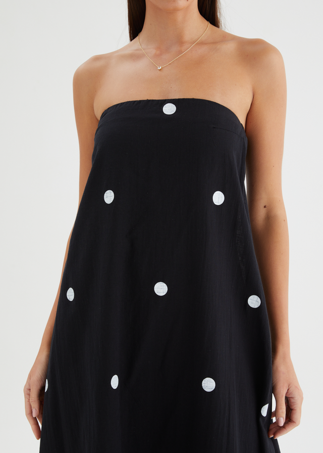 Remora Strapless Maxi Dress - Black Polka