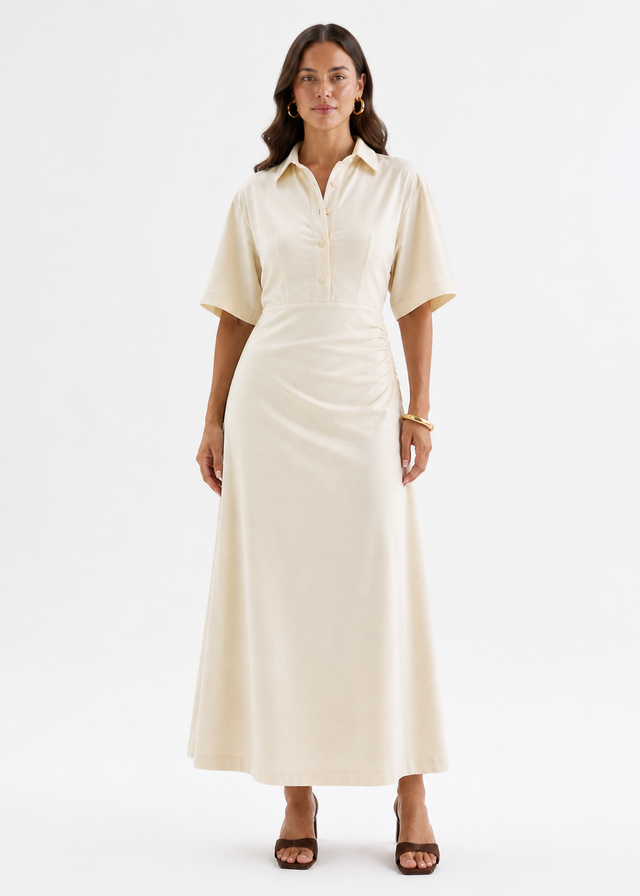 Stellar Linen Midi Dress - Oat