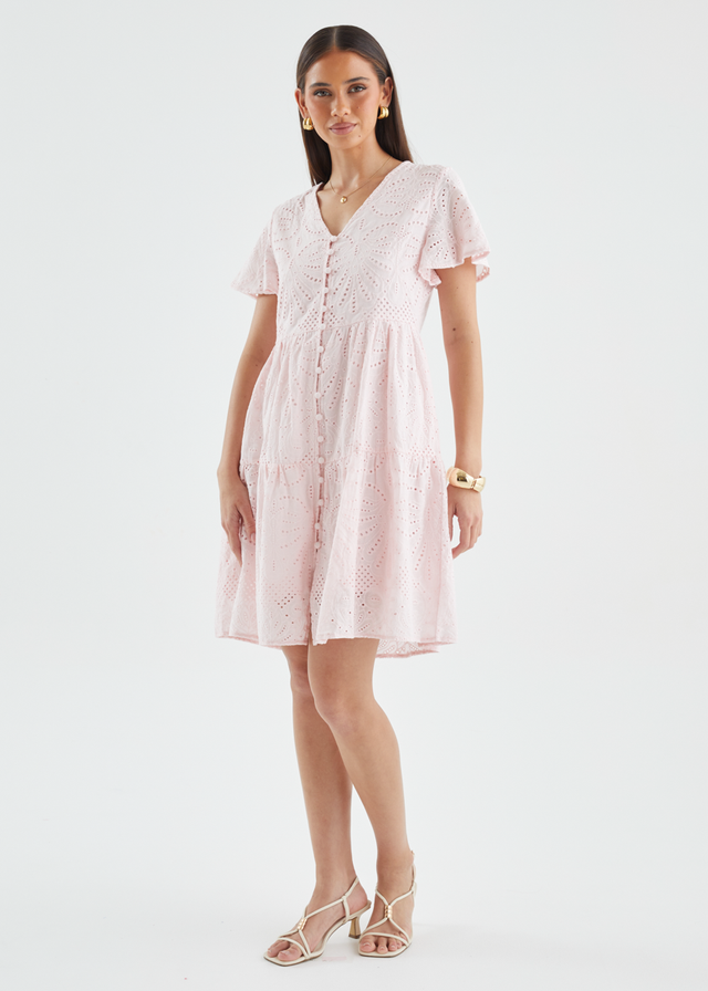 Marika Dress - Blush Anglaise