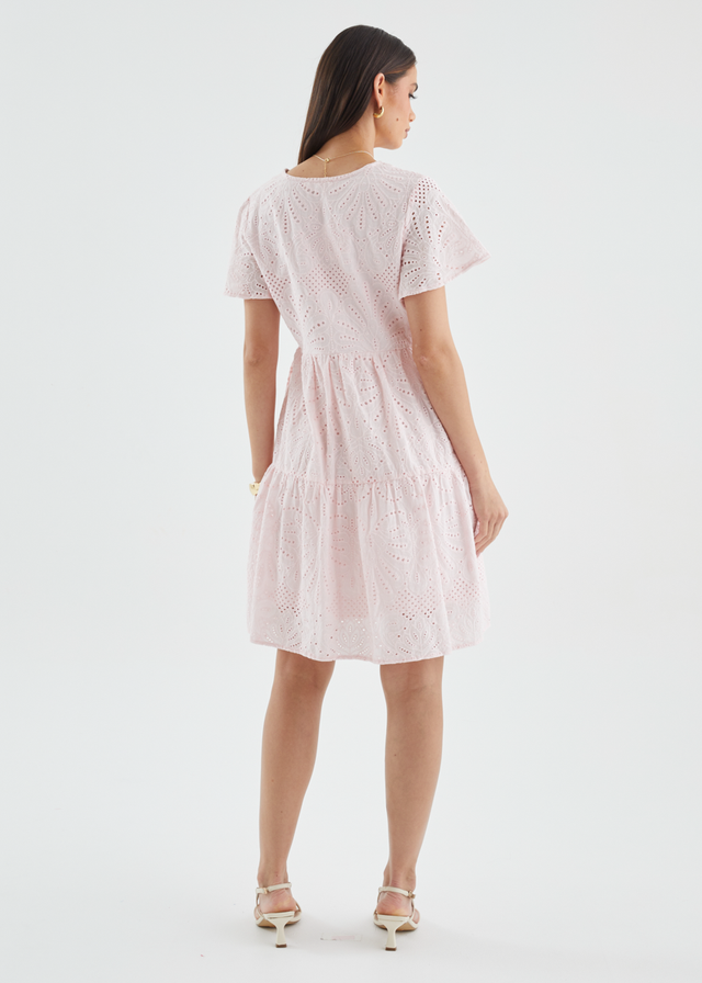 Marika Dress - Blush Anglaise