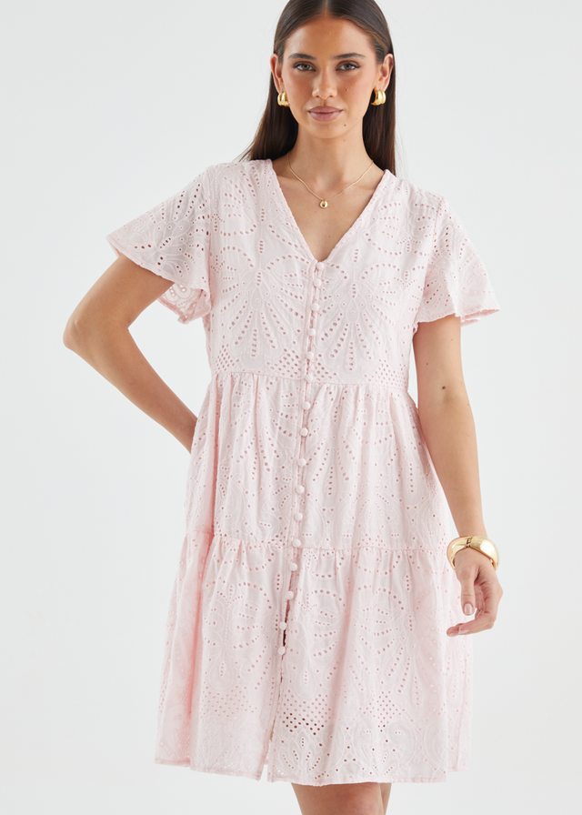 Marika Dress - Blush Anglaise