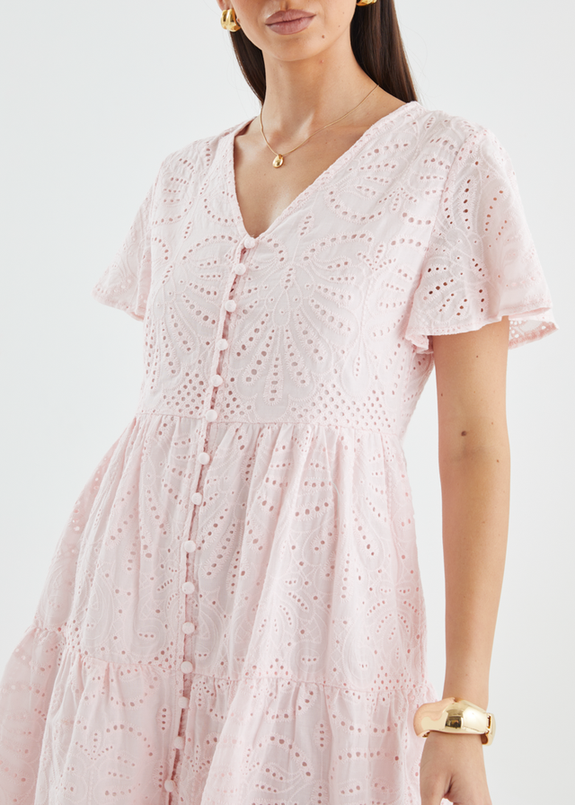 Marika Dress - Blush Anglaise