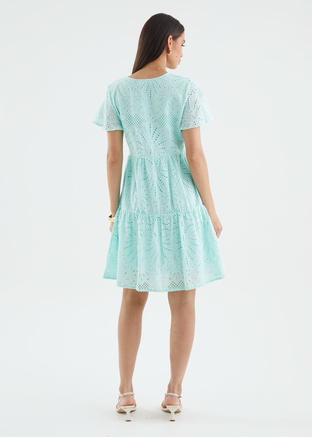 Marika Dress - Mint Anglaise