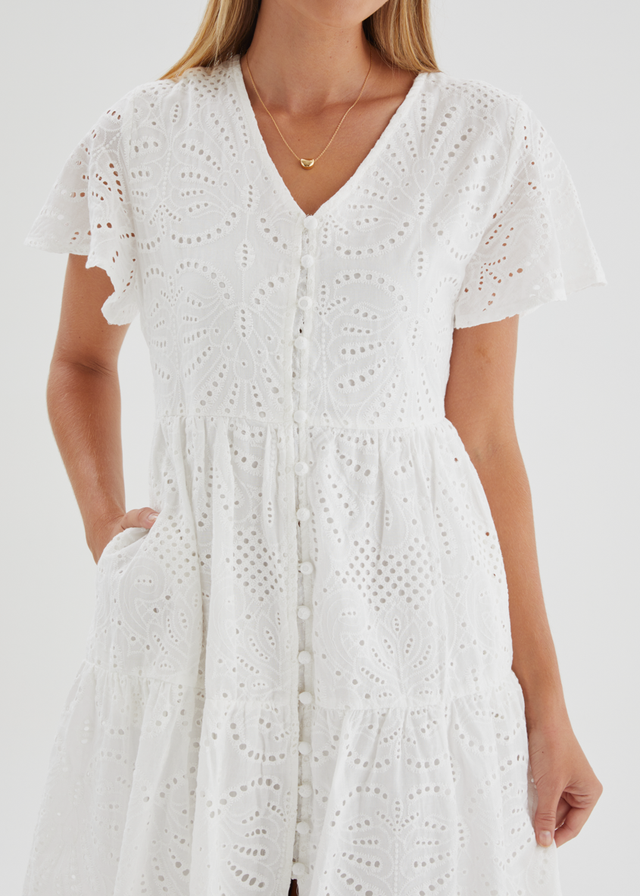 Marika Dress - White Anglaise