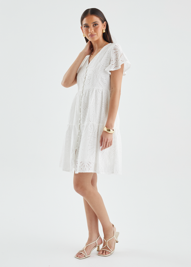 Marika Dress - White Anglaise