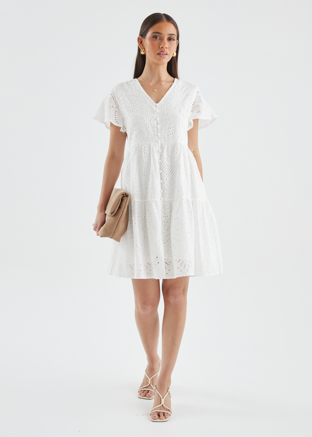 Marika Dress - White Anglaise