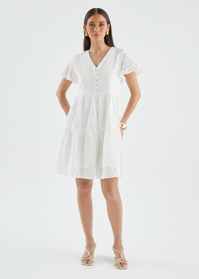 Marika Dress - White Anglaise
