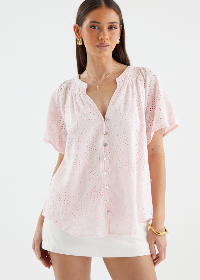Tamika Top - Blush Anglaise