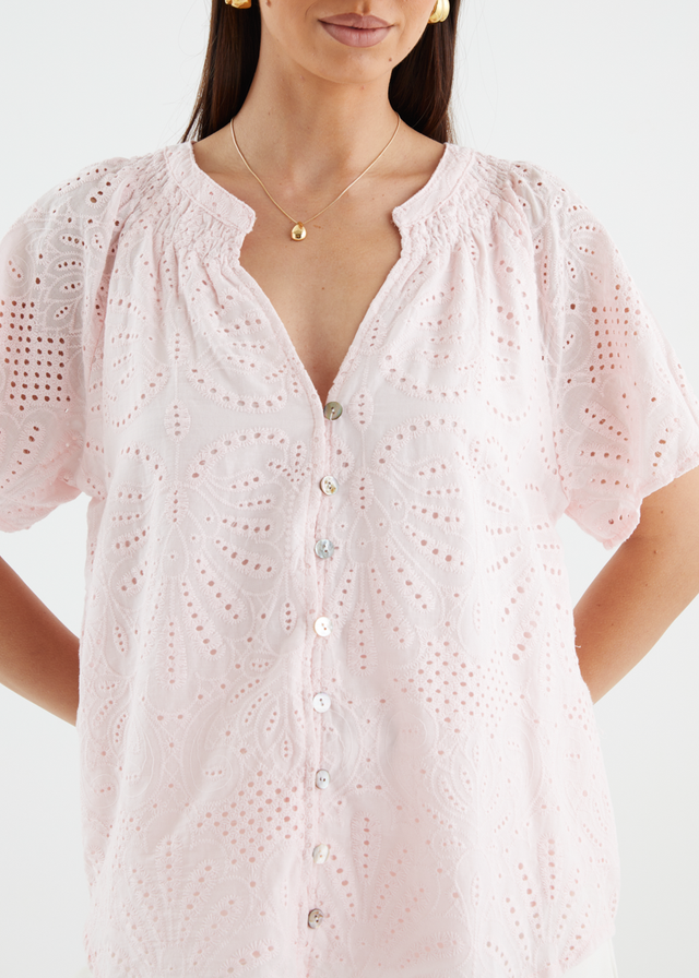 Tamika Top - Blush Anglaise