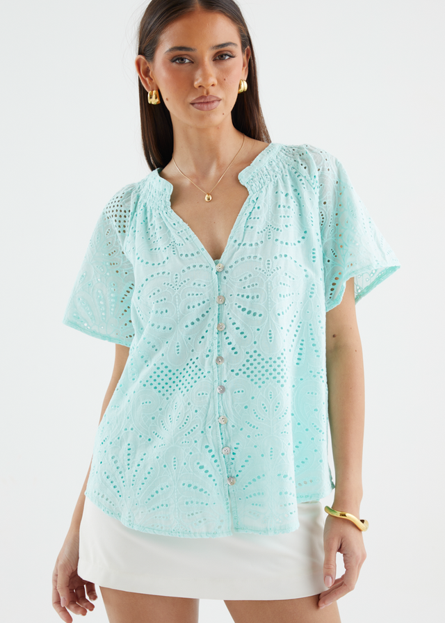 Tamika Top - Mint Anglaise