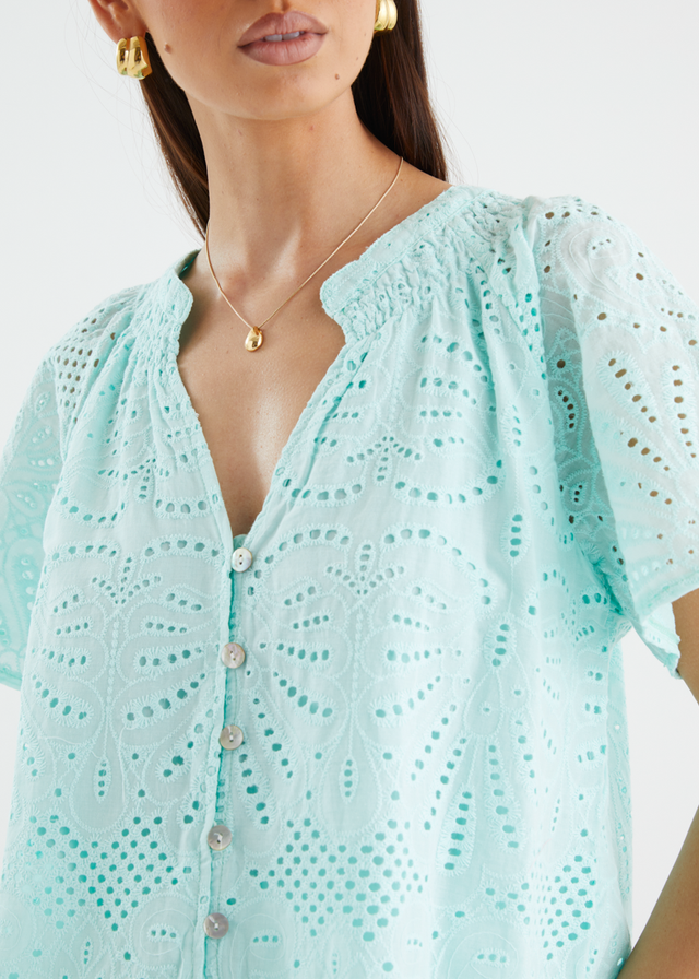 Tamika Top - Mint Anglaise