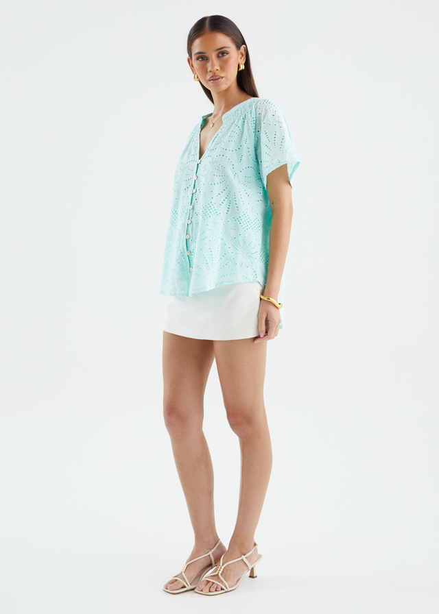 Tamika Top - Mint Anglaise