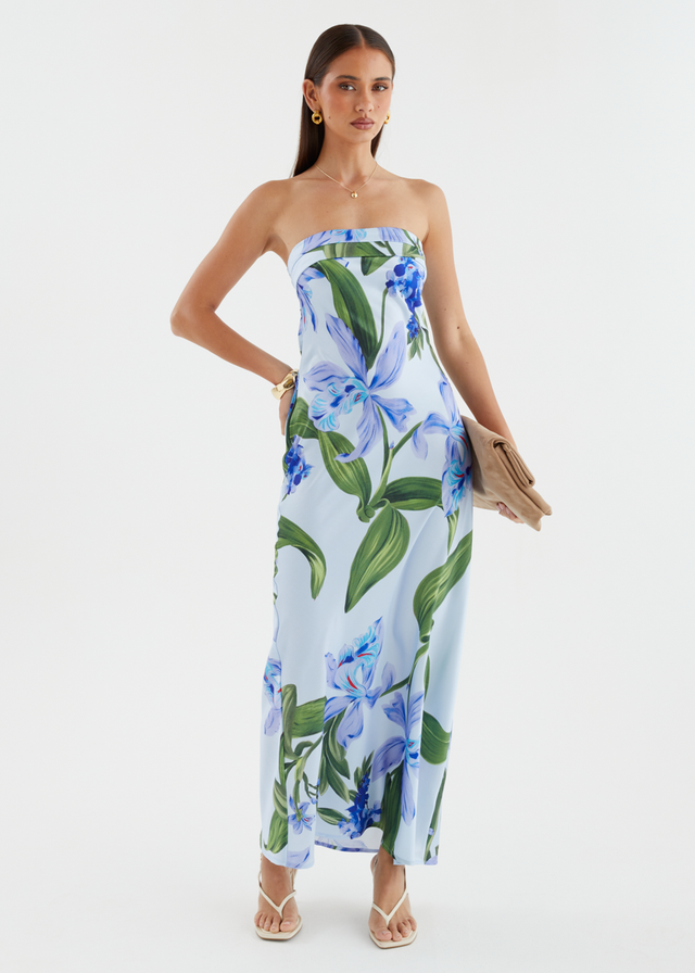 Jamie Strapless Maxi Dress - Blue Floral