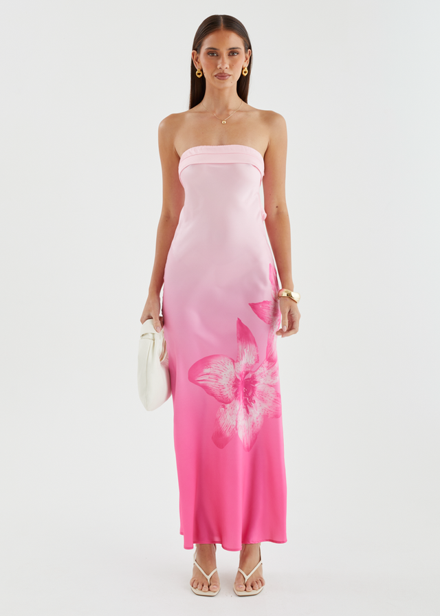 Jamie Strapless Maxi Dress - Magenta Bloom