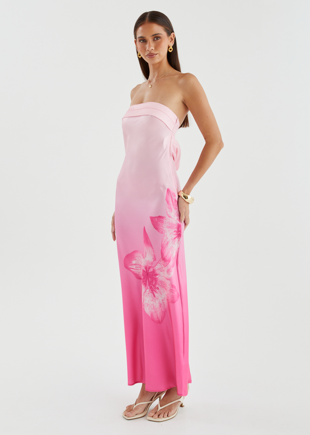 Jamie Strapless Maxi Dress - Magenta Bloom