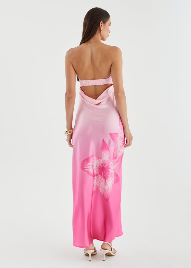 Jamie Strapless Maxi Dress - Magenta Bloom