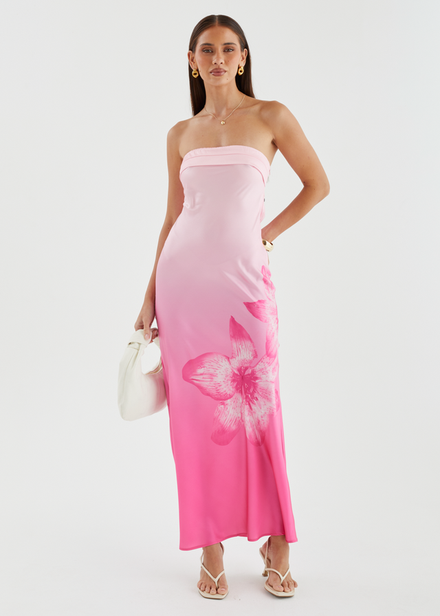 Jamie Strapless Maxi Dress - Magenta Bloom