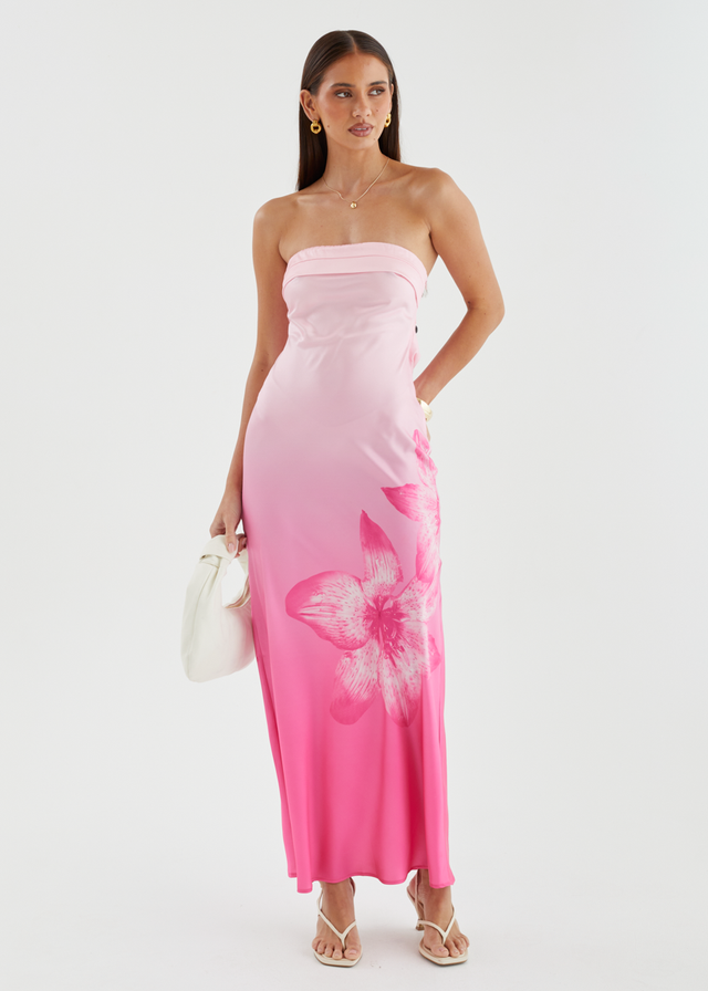 Jamie Strapless Maxi Dress - Magenta Bloom