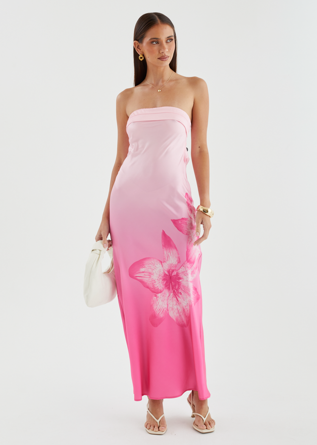 Jamie Strapless Maxi Dress - Magenta Bloom
