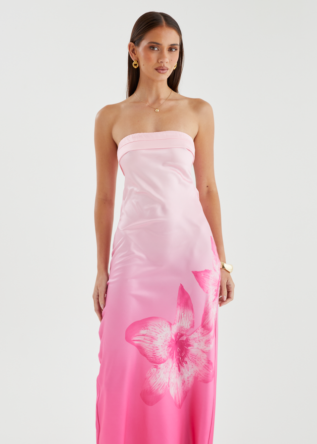Jamie Strapless Maxi Dress - Magenta Bloom