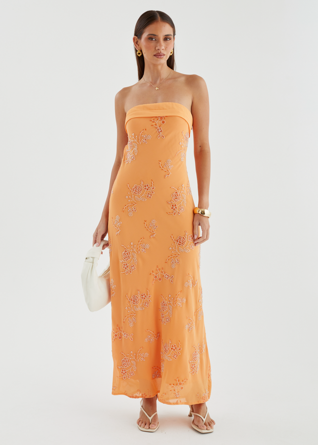 Jamie Strapless Maxi Dress - Tangerine Blossom