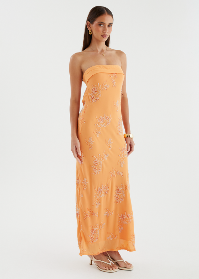 Jamie Strapless Maxi Dress - Tangerine Blossom
