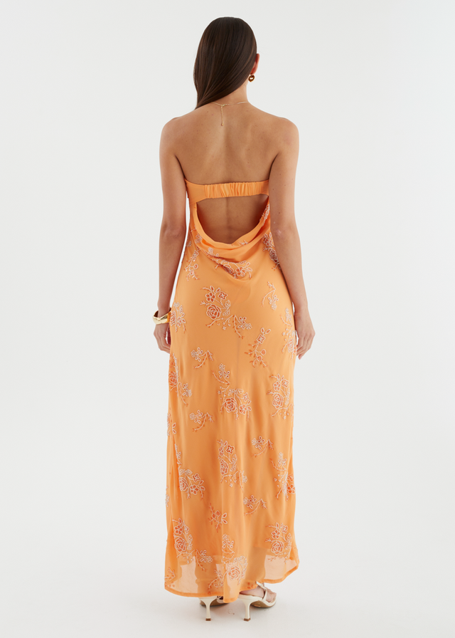 Jamie Strapless Maxi Dress - Tangerine Blossom