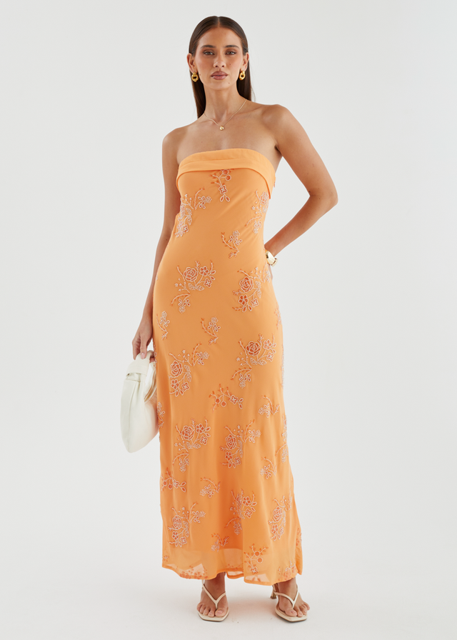 Jamie Strapless Maxi Dress - Tangerine Blossom