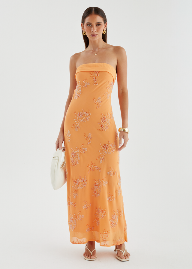 Jamie Strapless Maxi Dress - Tangerine Blossom