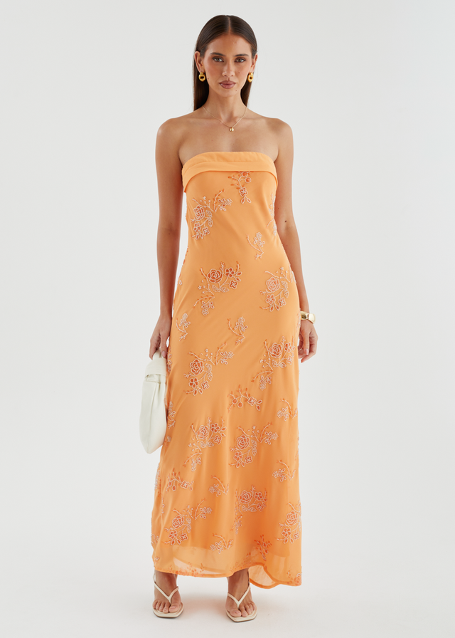 Jamie Strapless Maxi Dress - Tangerine Blossom