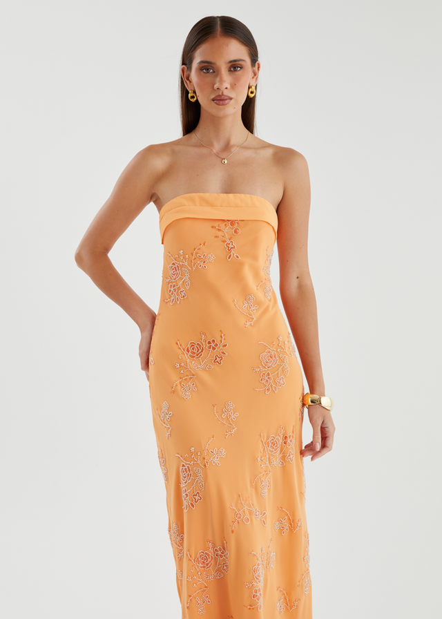Jamie Strapless Maxi Dress - Tangerine Blossom