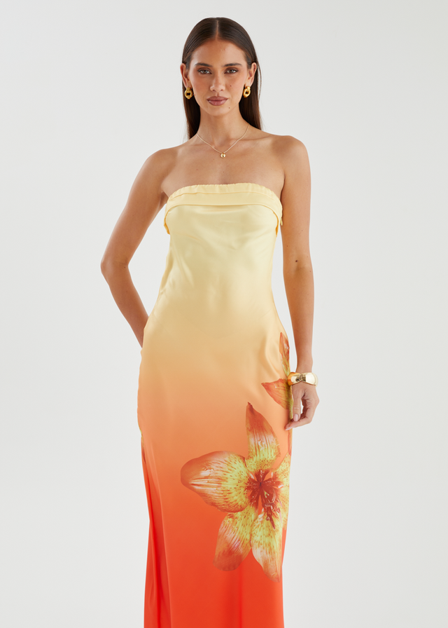Jamie Strapless Maxi Dress - Sunrise Bloom