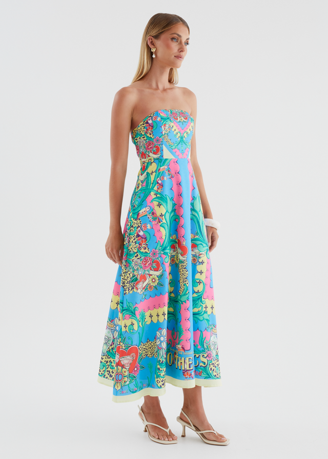 Parisia Strapless Midi Dress - Rio Tropics