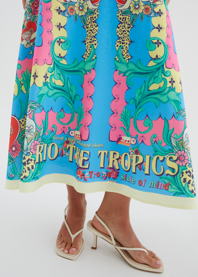 Parisia Strapless Midi Dress - Rio Tropics