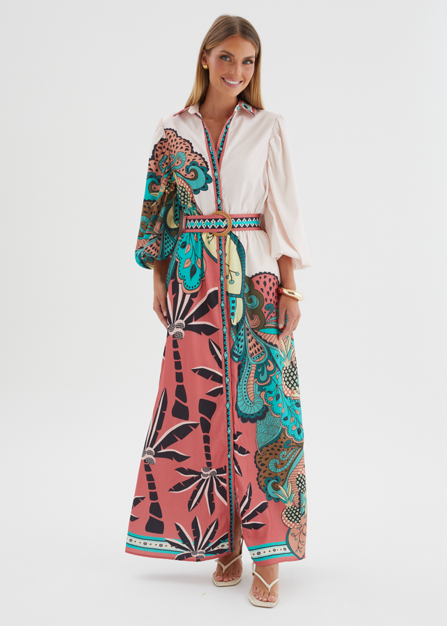 Leonara Maxi Dress - Rio Coral Palm