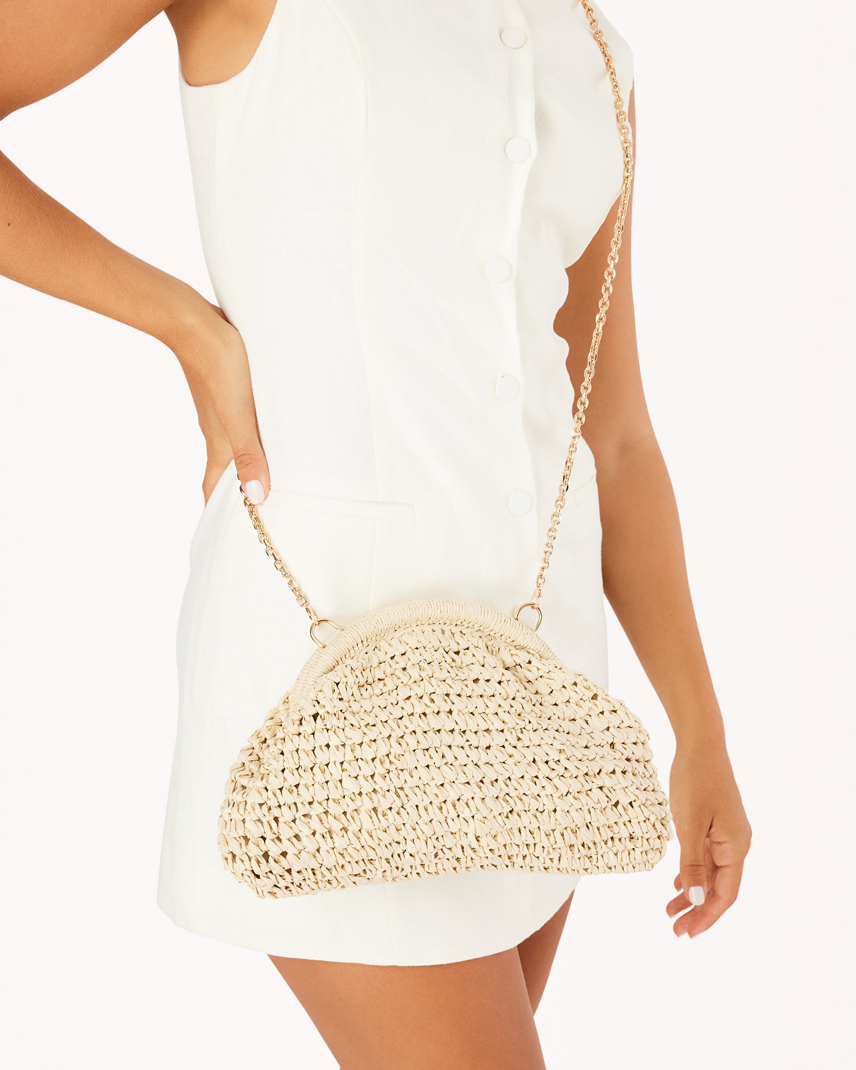 Bette Clutch Bag - Natural Raffia