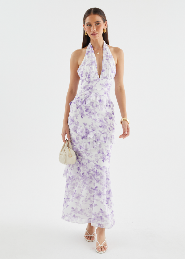 Ferryn Halter Maxi Dress - Purple Floral