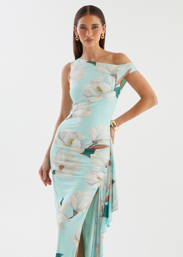 Luis Drop Shoulder Maxi Dress - Mint Floral
