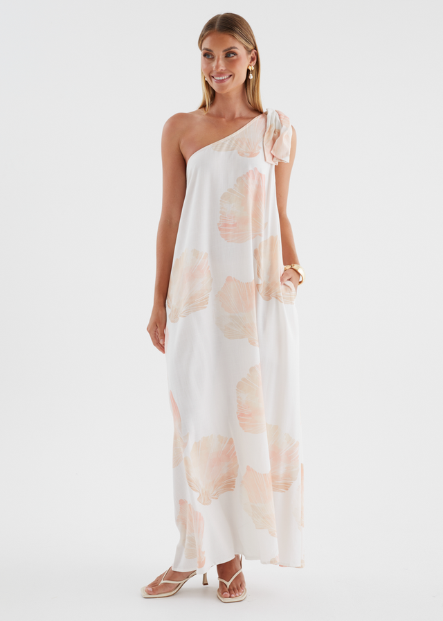 Paradiso One Shoulder Maxi Dress - Peach Shell