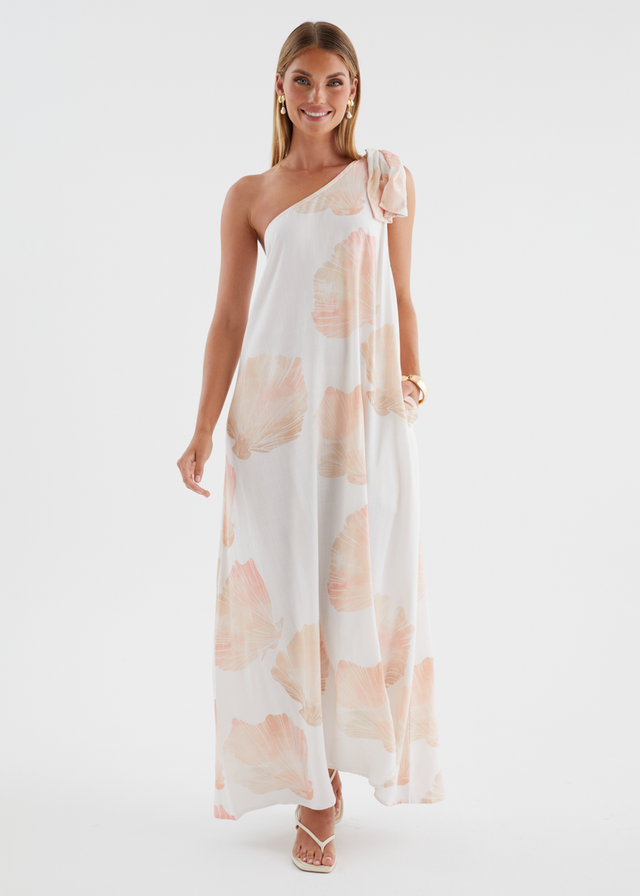 Paradiso One Shoulder Maxi Dress - Peach Shell