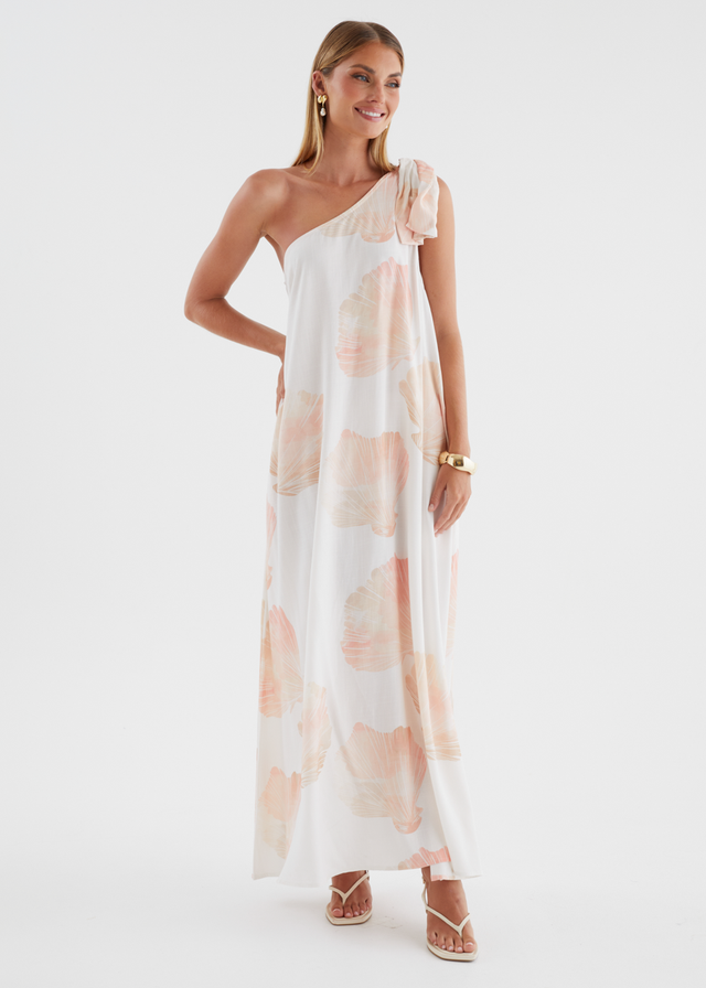 Paradiso One Shoulder Maxi Dress - Peach Shell