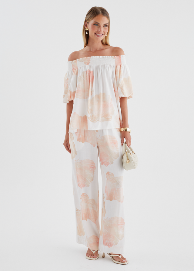 Palomah Off Shoulder Top - Peach Shell