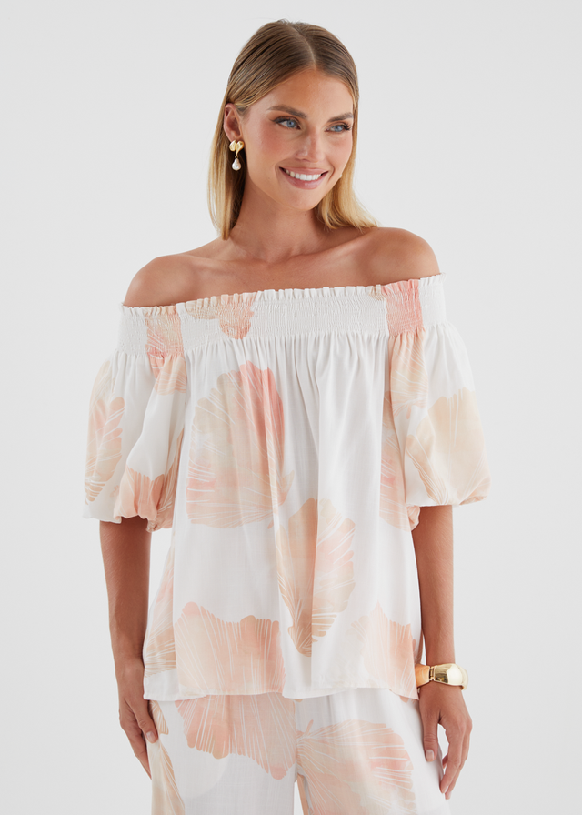 Palomah Off Shoulder Top - Peach Shell