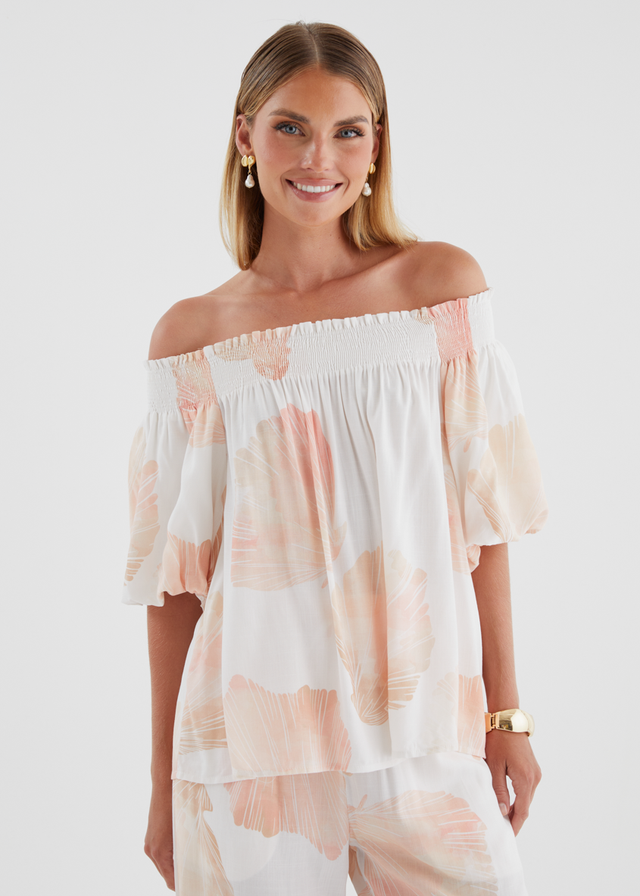 Palomah Off Shoulder Top - Peach Shell