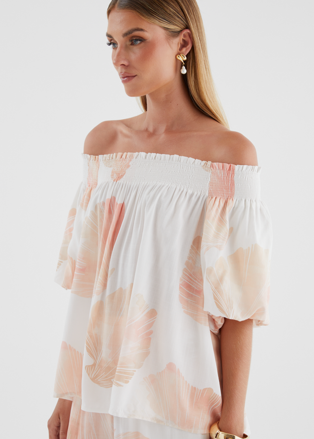 Palomah Off Shoulder Top - Peach Shell