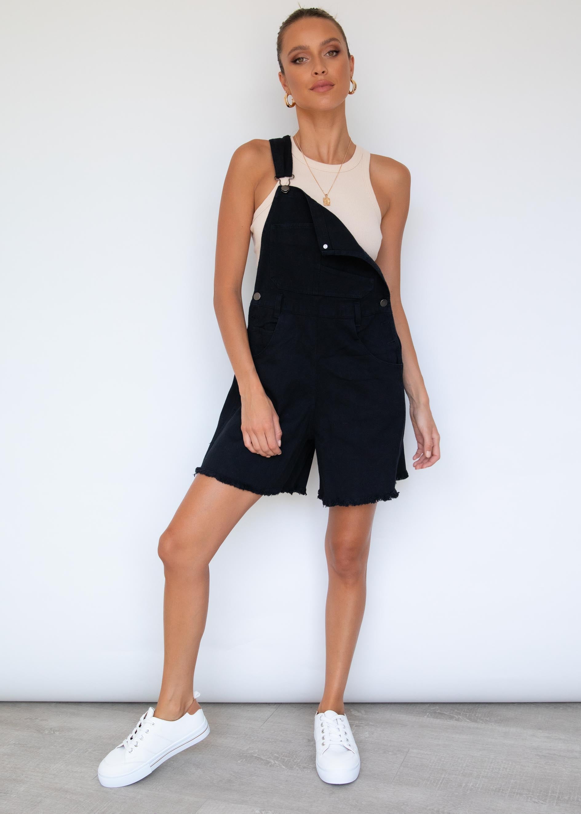 Selina Denim Overalls - Black