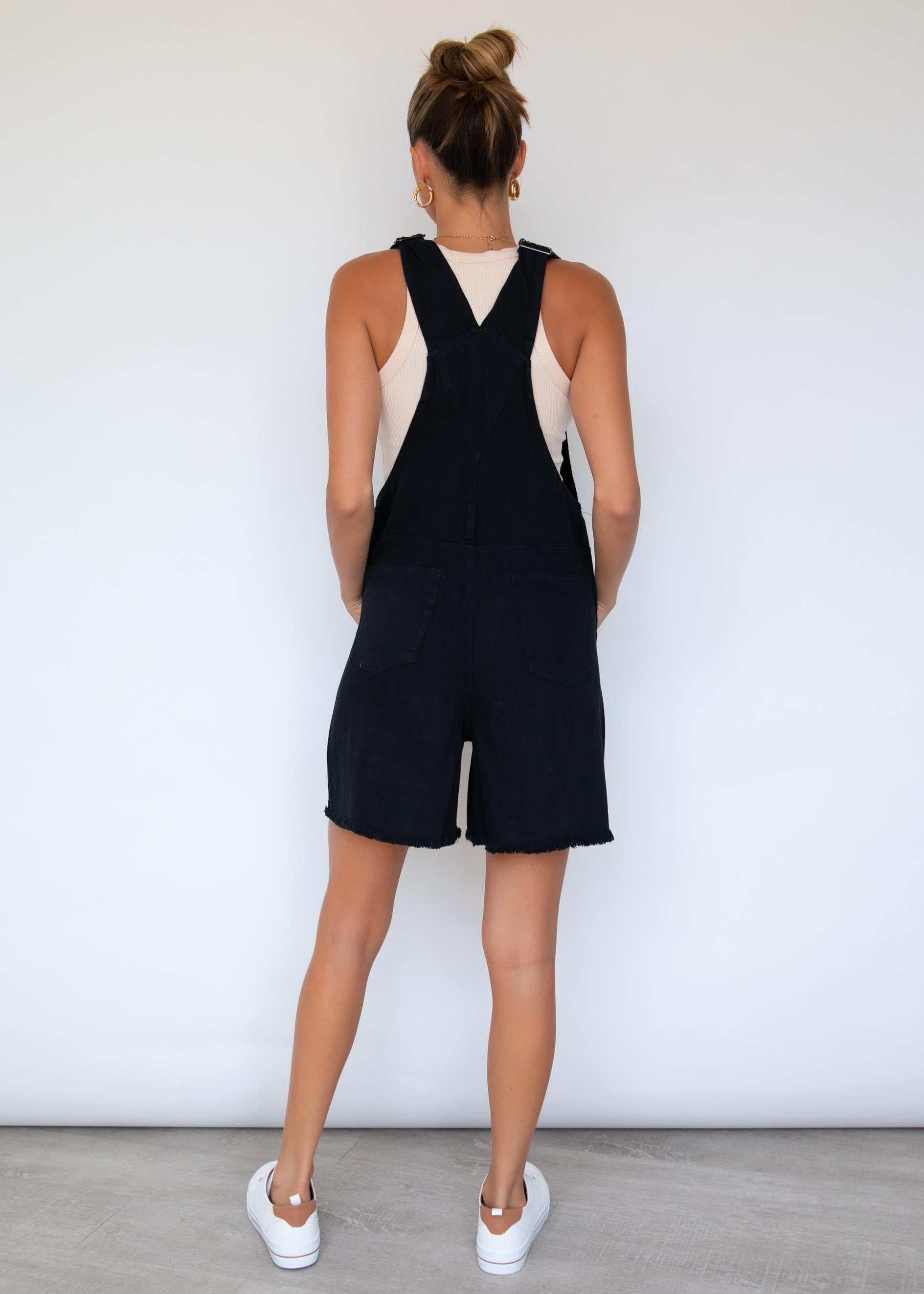 Selina Denim Overalls - Black